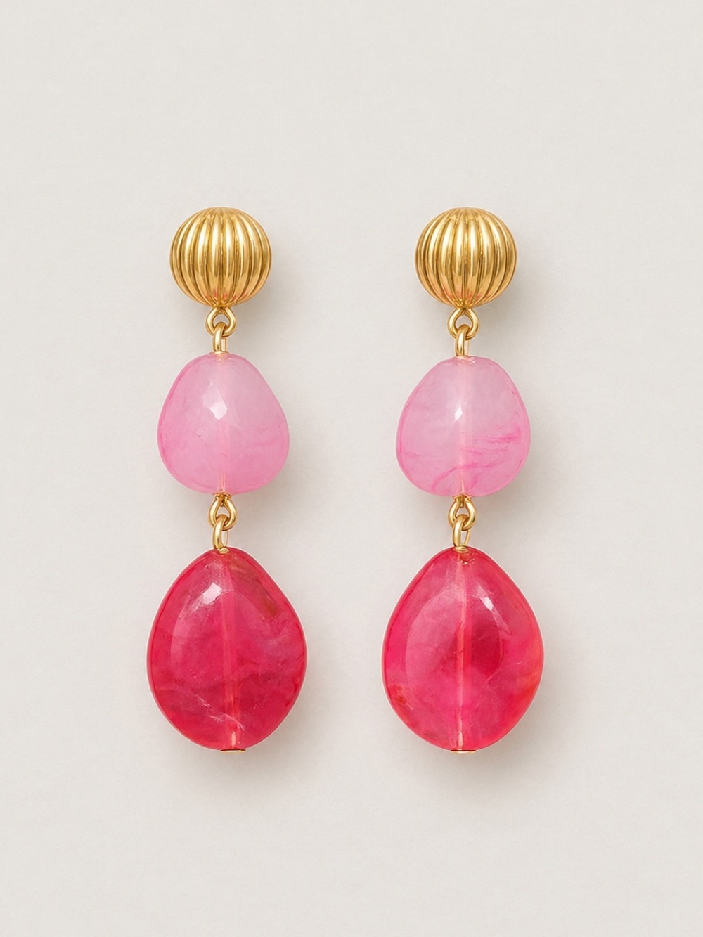 New! Pink Gemstone Drop Earrings NWOT